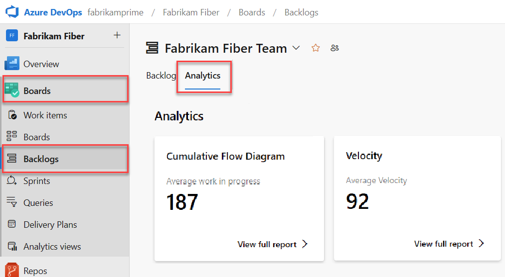 Kapsamları gösteren ekran görüntüsü, Analytics'i açın.