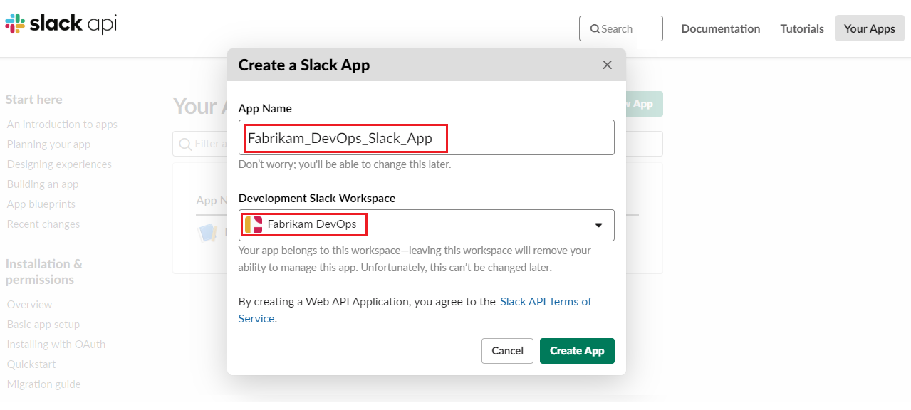 Slack uygulaması oluşturma