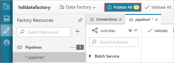 Publish the Azure Data Factory pipeline.