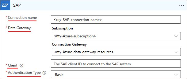 Tüketim için SAP bağlantı ayarlarını gösteren ekran görüntüsü.