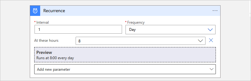 Azure portalı, Tüketim iş akışı ve Yinelenme tetikleyicisi parametrelerinin ayarlandığı ekran görüntüsü.