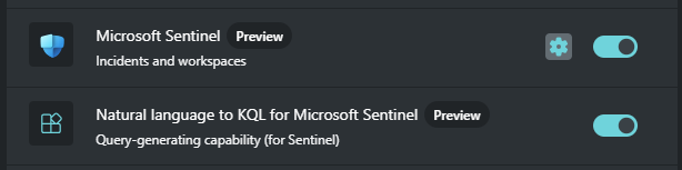 Microsoft Sentinel eklentisi için kişiselleştirme seçimi dişli simgesinin ekran görüntüsü.