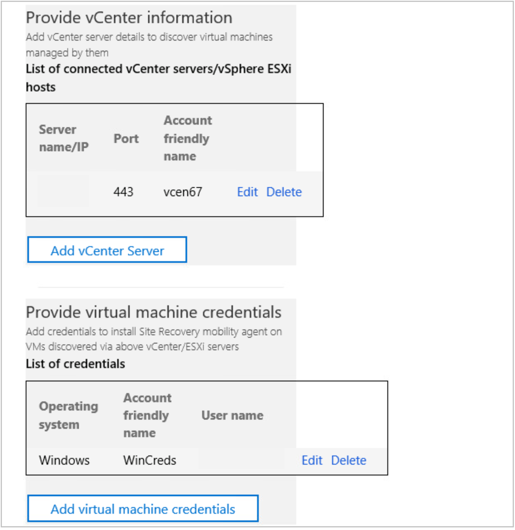 vCenter yapılandırmasını gösteren ekran görüntüsü.