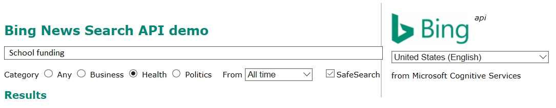 Bing News Search options