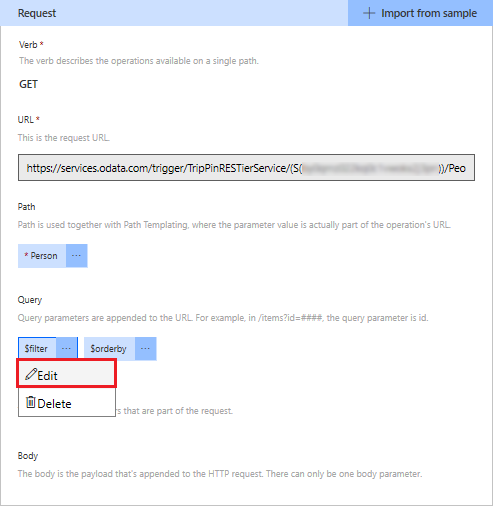 Filtre parametresini düzenleme