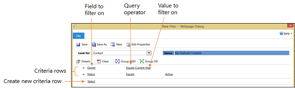 Dynamics 365 uygulamalarında eşitleme veya çevrimdışı filtre ölçütleri.