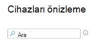 Microsoft Intune'da filtre oluştururken cihaz arama işlemini gösteren ekran görüntüsü.