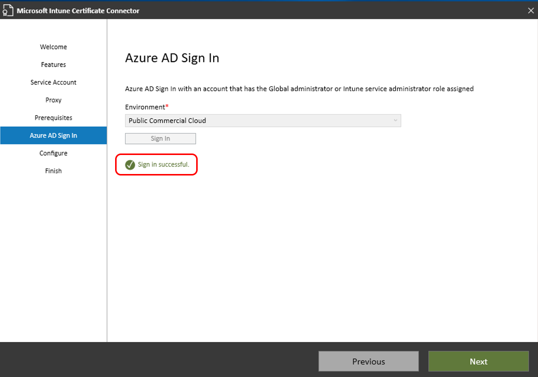 Microsoft Entra ID oturum açma başarılı oldu.