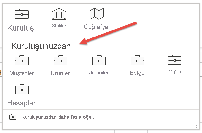 Screenshot of Excel Data Types Gallery.