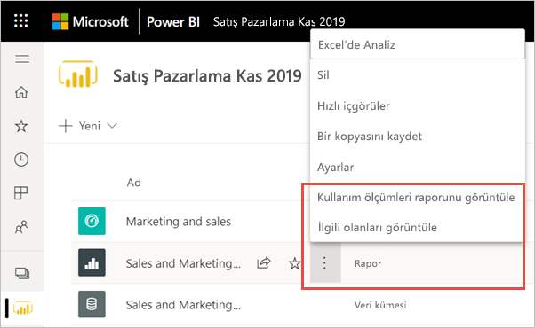 Screenshot of steps to view Usage Metrics.