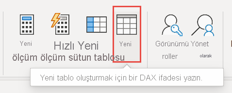 Yeni Tablo simgesinin ekran görüntüsü.