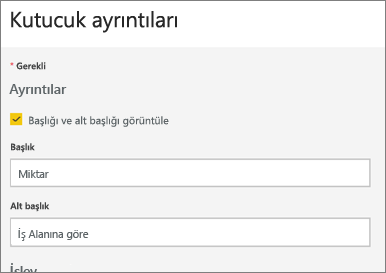 Kutucuk ayrıntıları iletişim kutusunu gösteren ekran görüntüsü.