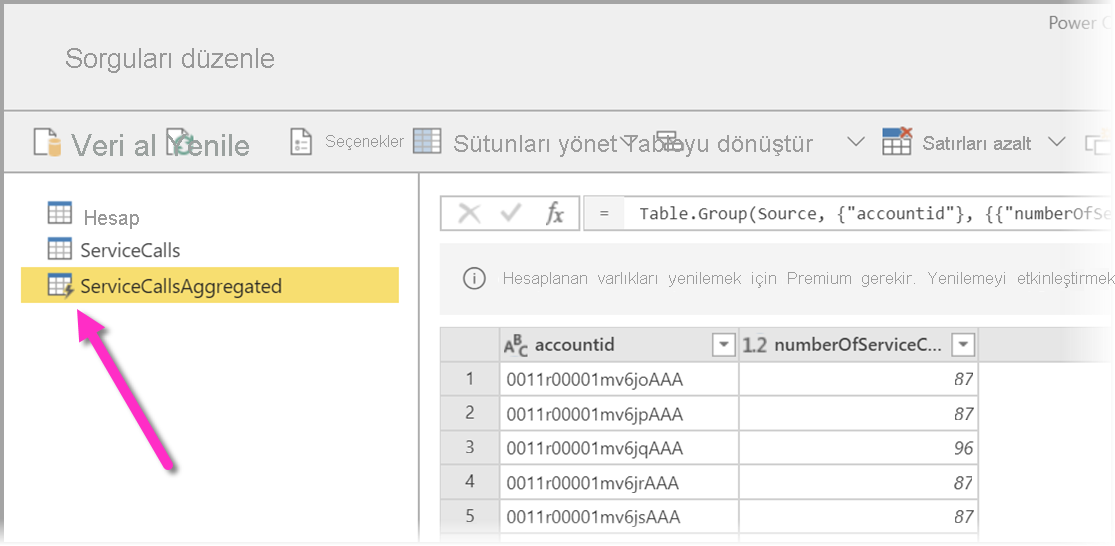 Vurgulanan tablonun değiştirilmiş simgesinin ekran görüntüsü.