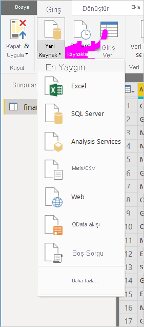 Yeni Kaynak düğmesini gösteren Power BI Desktop'ın ekran görüntüsü.