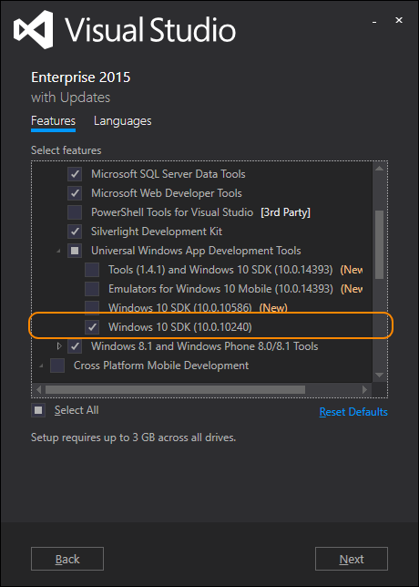 Visual Studio için Data Lake Araçları yerel çalıştırma Windows 10 SDK'sı