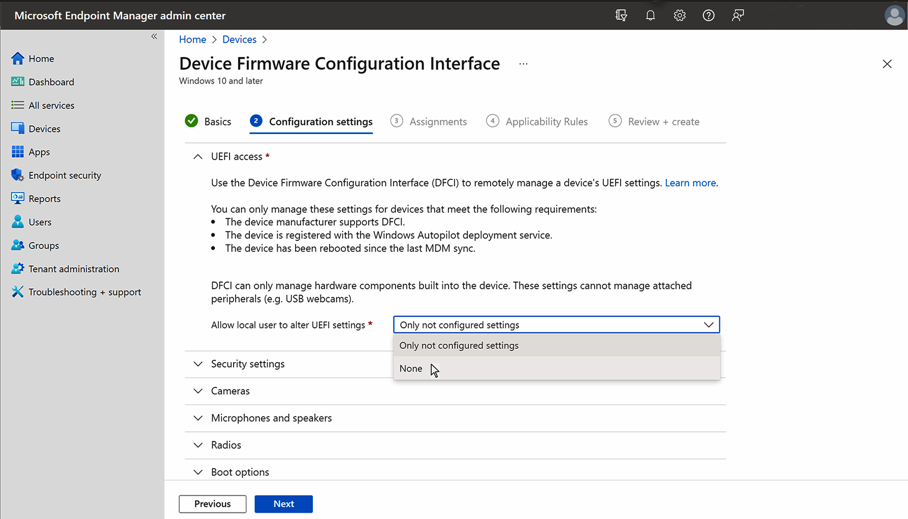 Block user access to change UEFI settings