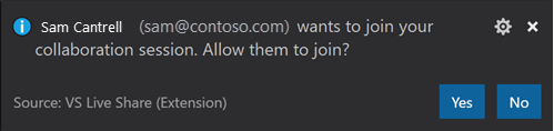 Visual Studio Code katılım onay isteği