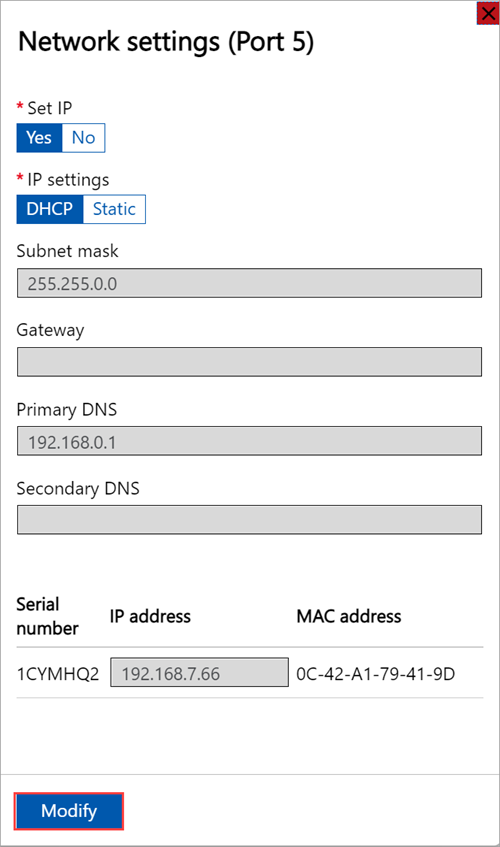 一个节点的本地 Web UI“端口 3 网络设置”的屏幕截图。