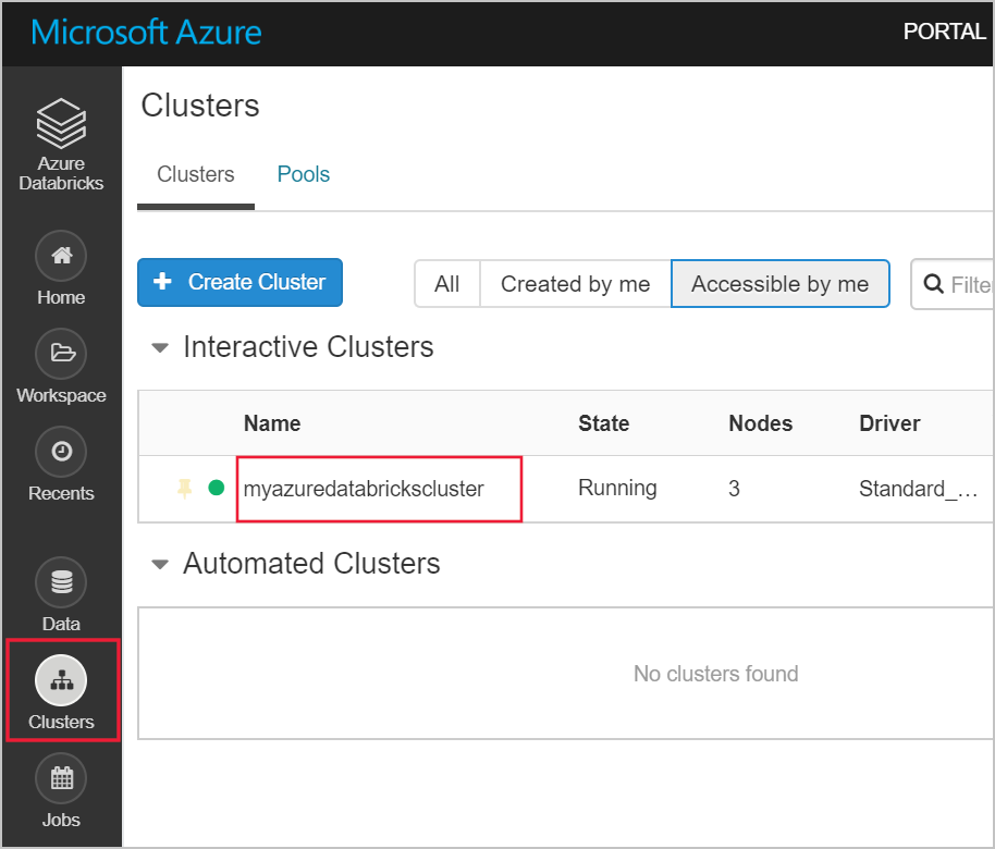 Open Databricks cluster