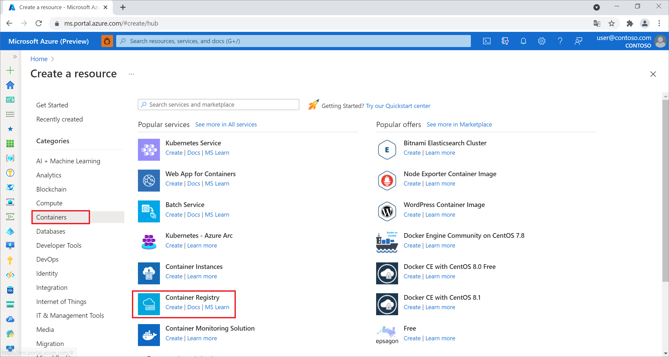 Create a new Azure Container Registry