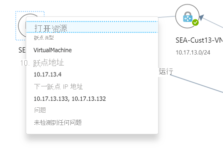 网络跃点详细信息的屏幕截图。