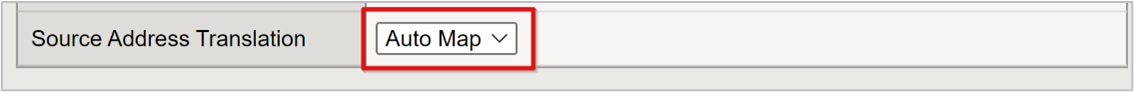 “源地址转换”的“自动映射”选择的屏幕截图。