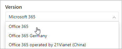 Microsoft 365 版本筛选器。