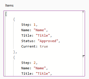 显示 Items advanced 属性的屏幕截图。