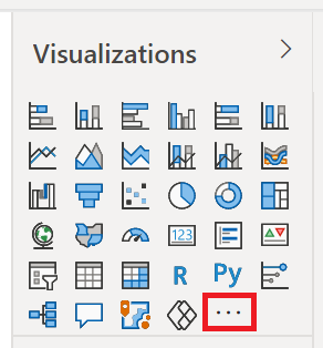 Power BI 的“可视化效果”窗格的屏幕截图，其中突出显示了省略号图标。