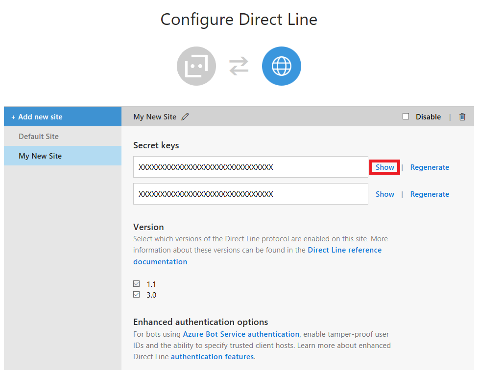 Show Direct Line key