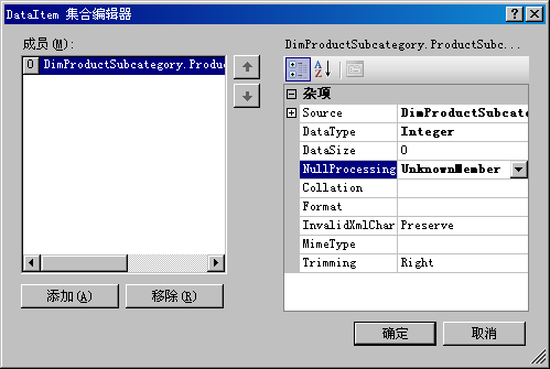 “DataItem 集合编辑器”对话框