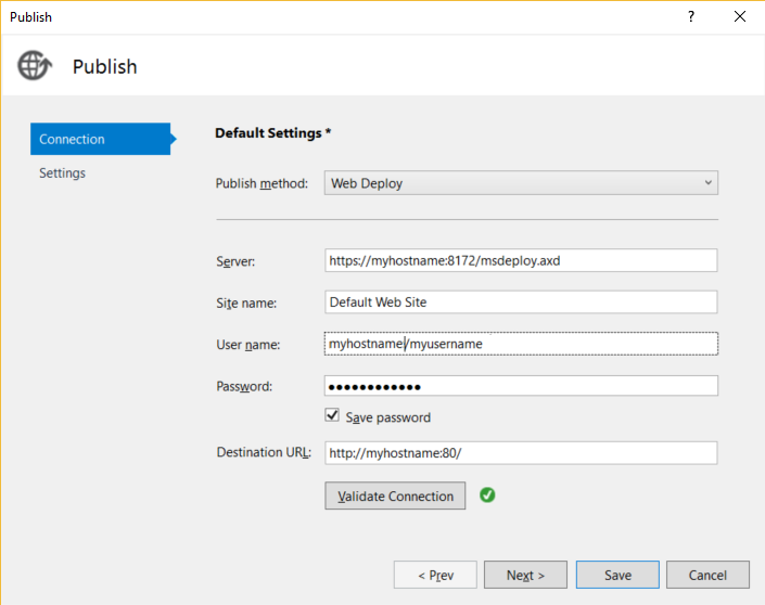 Edit settings in the Publish tool