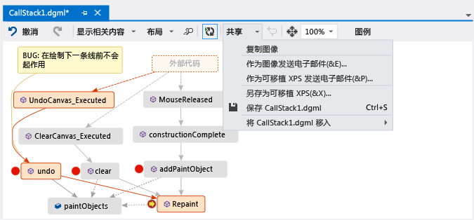 Share call stack code map with others