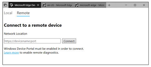 DevTools app Remote panel