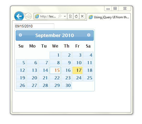 使用 Datepicker 建立的快顯行事曆