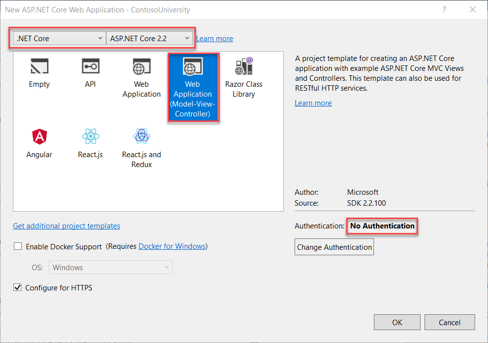 [新增 ASP.NET Core 專案] 對話方塊