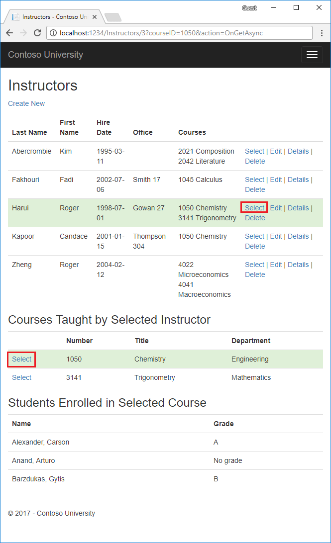 Instructors [索引] 頁面