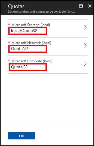 在 Azure Stack Hub 中完成新方案的配額指派