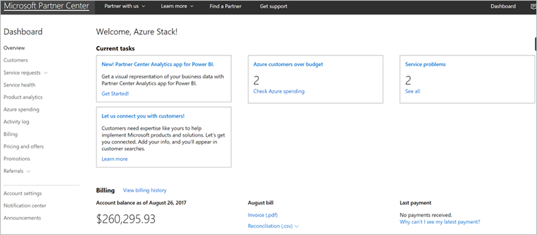 在 Microsoft 合作夥伴中心檢視 Azure Stack Hub 計費和使用量數據