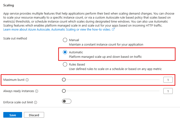 Azure 入口網站中的自動調整