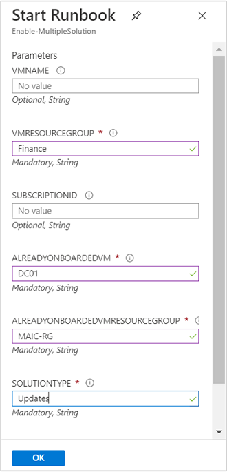 Enable-MultipleSolution Runbook 參數。