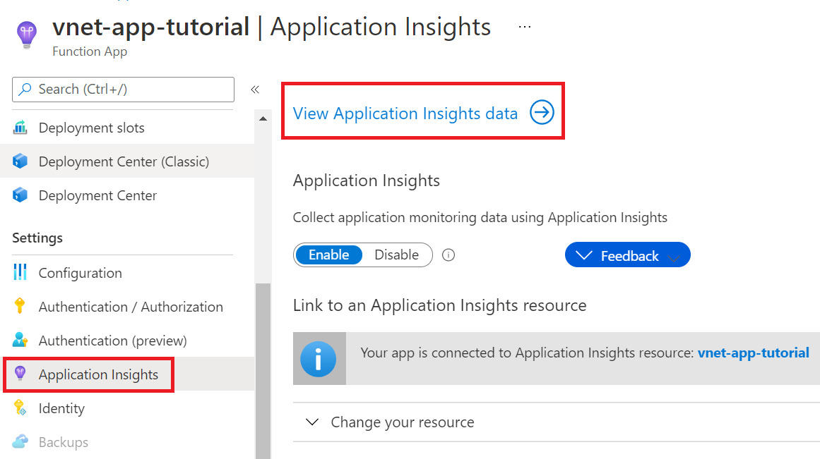 如何檢視函式應用程式之 Application Insights 的螢幕快照。