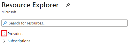 在 Azure 資源總管中展開 [提供者] 區段的螢幕擷取畫面。