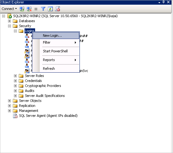 使用 SSMS 的新登入