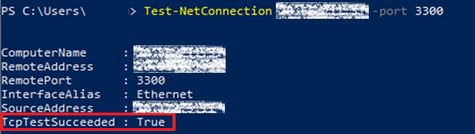 用來測試 SAP 系統連線的 PowerShell Cmdlet 螢幕快照。