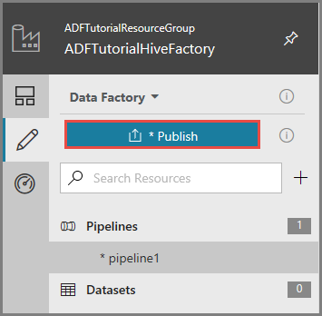 螢幕快照顯示發佈至 Data Factory 的選項。