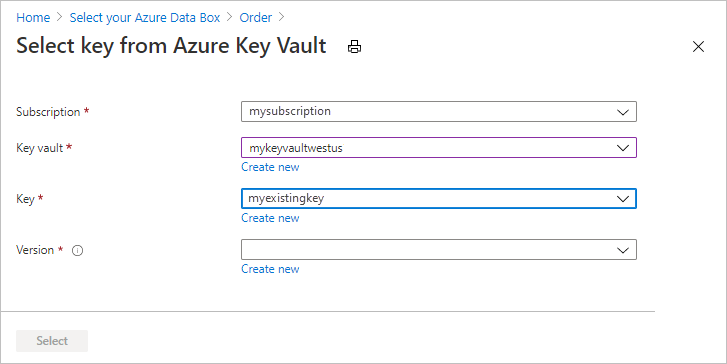 從 Azure Key Vault 中選取現有的金鑰