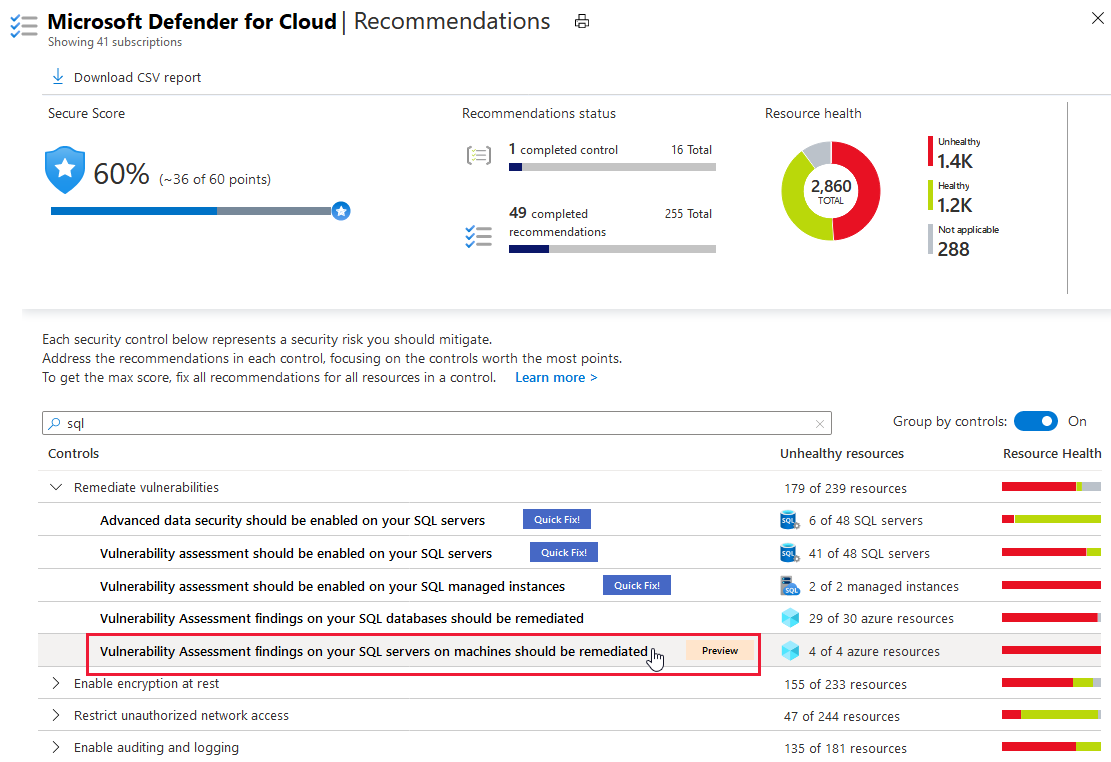 機器上的 SQL Server 應已解決發現的弱點