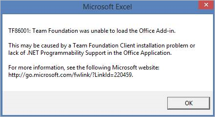 TF86001錯誤訊息，Team Foundation 無法載入 Office 載入巨集。