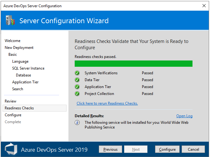 [設定開始] 頁面 Azure DevOps Server 2019 的螢幕快照。